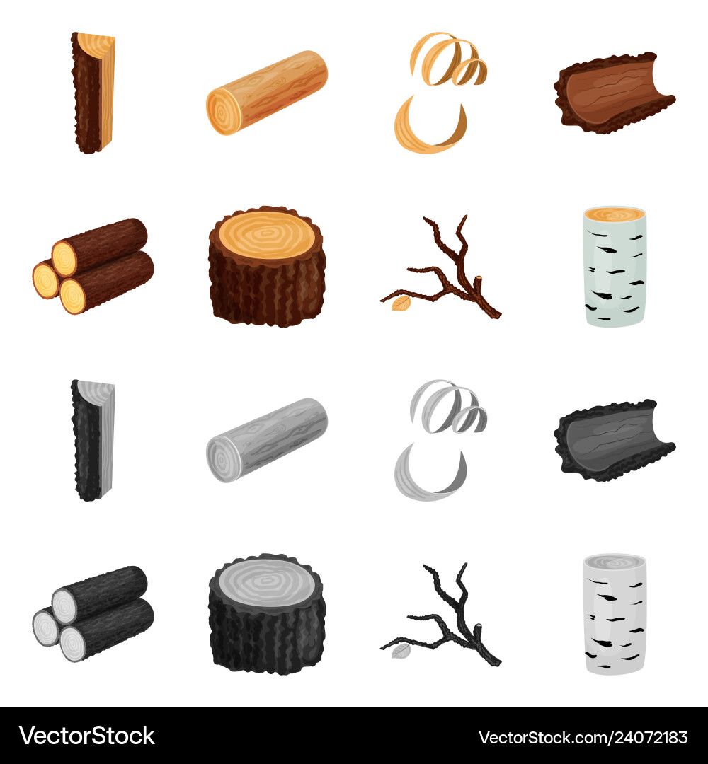 Isolated object of tree and raw icon set Isolated object of tree and raw icon set vector image