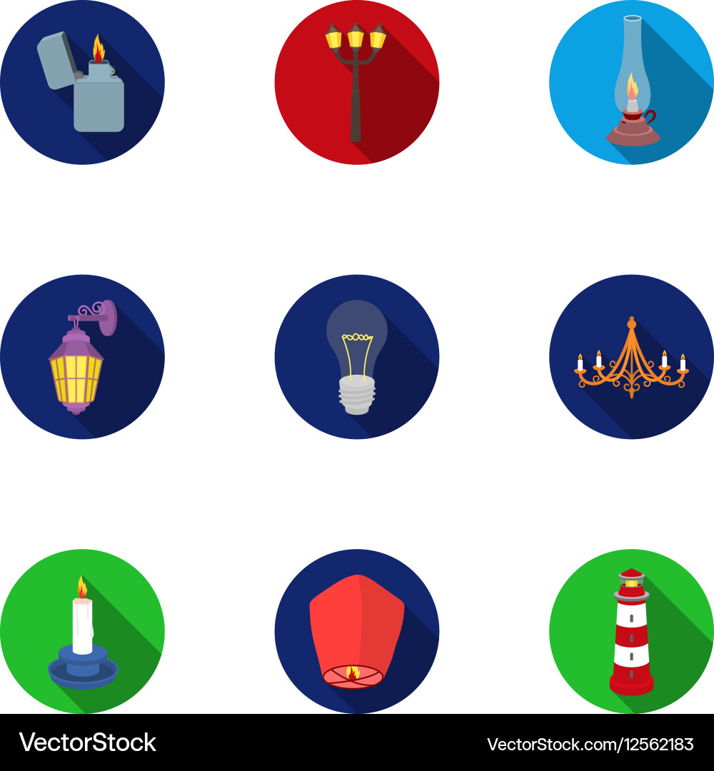 Light source set icons in flat style big Vector Image