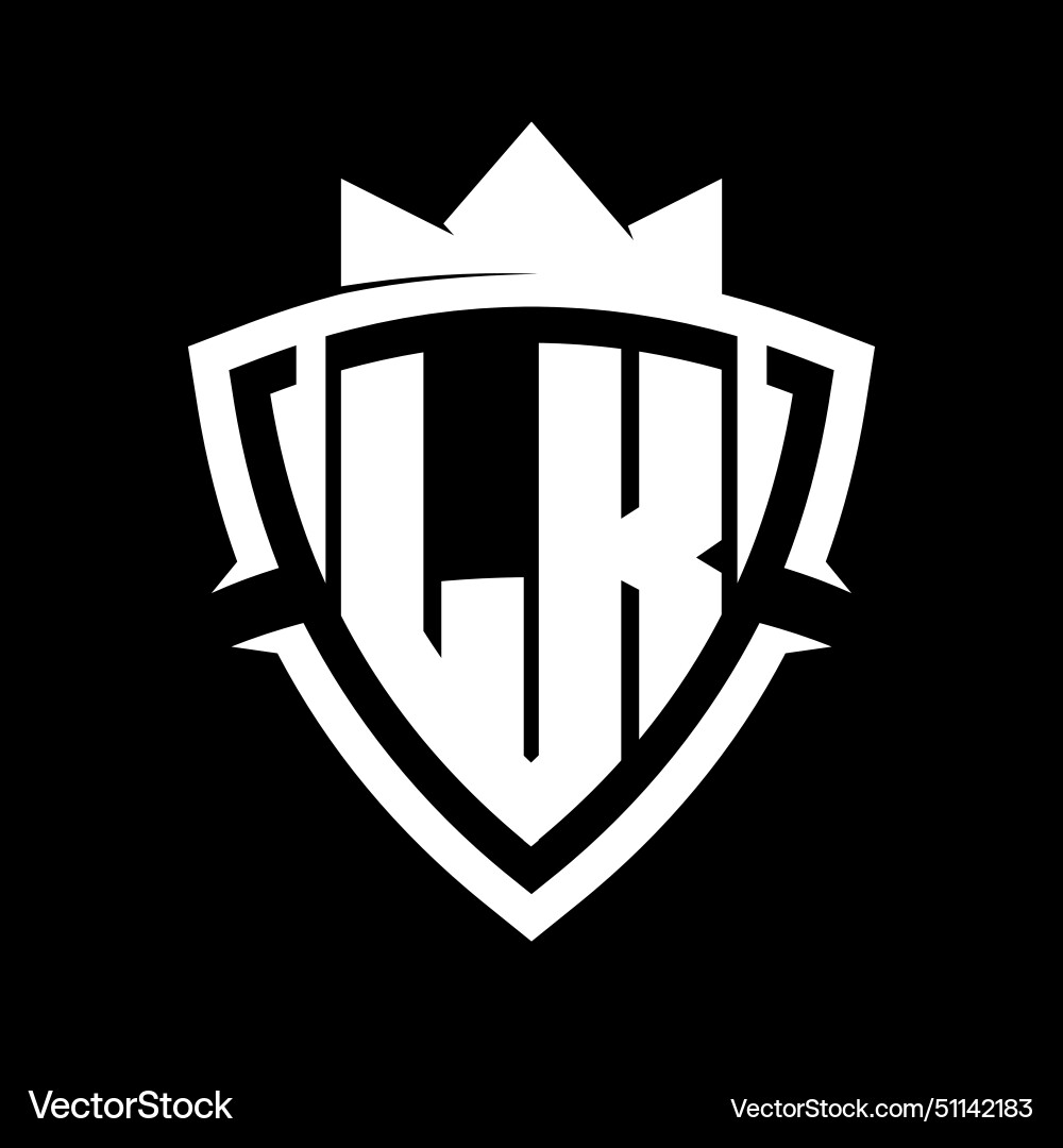 Lk letter monogram with triangle curve shield vector image