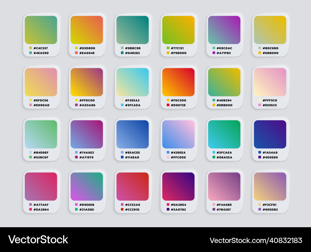 Multicolored gradient palette catalog samples vector image