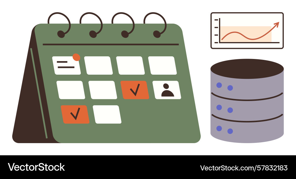 Planning calendar with task icons data chart Planning calendar with task icons data chart vector image