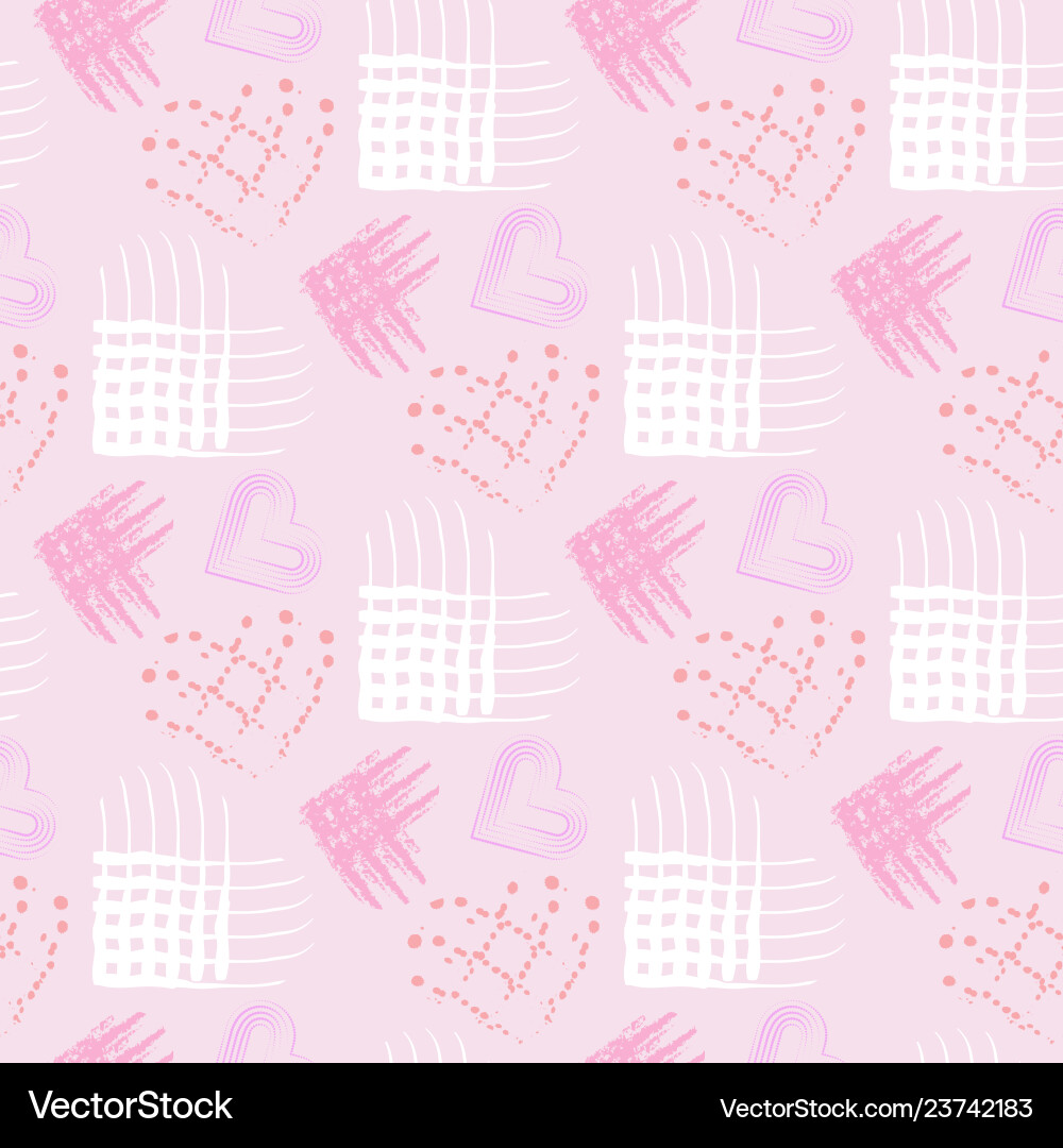 Seamless pattern of different types hearts vector image