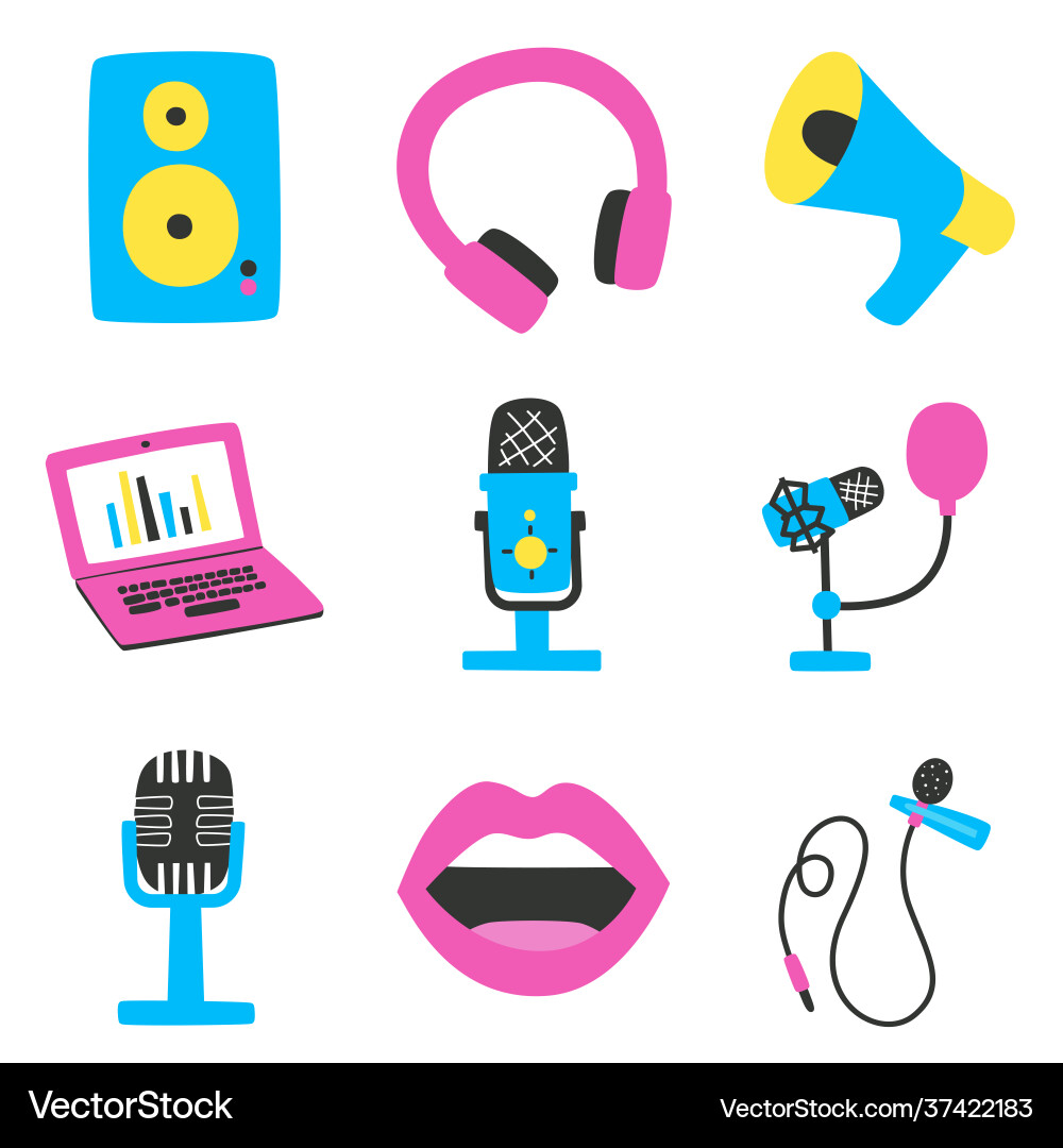 Set elements and labels on topic Set elements and labels on topic vector image