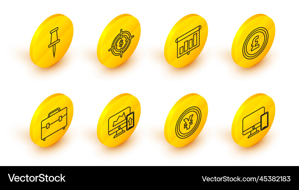 Set line computer monitor and mobile phone Set line computer monitor and mobile phone vector image