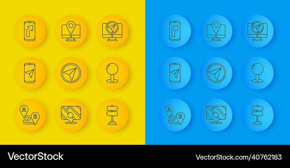 Set line route location city map navigation Set line route location city map navigation vector image
