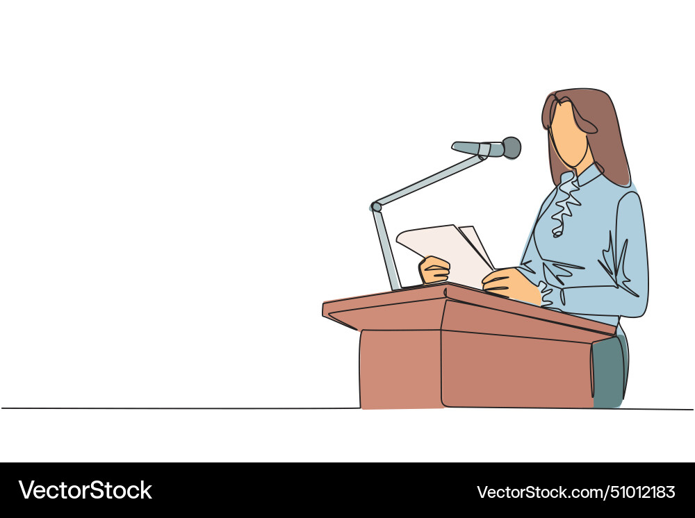 Single continuous line drawing businesswoman Vector Image