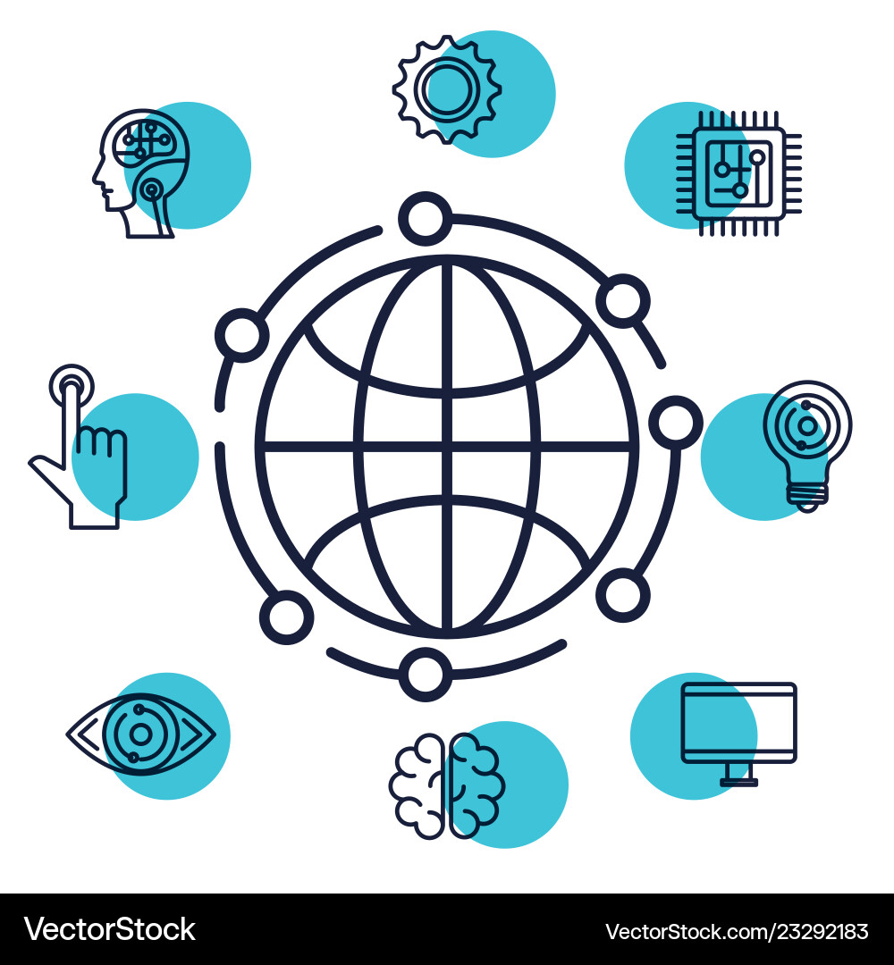 Sphere planet with artificial intelligence icons Sphere planet with artificial intelligence icons vector image
