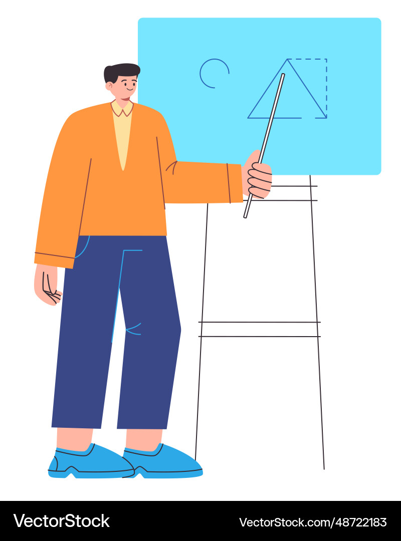Teacher explain lecture math triangle geometric Teacher explain lecture math triangle geometric Vector Image
