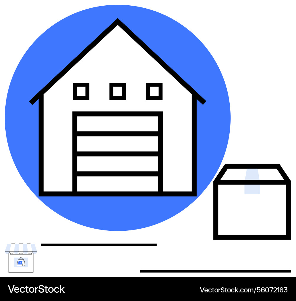 Warehouse building with storage box highlighting Vector Image