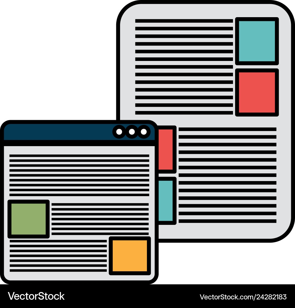 Webpage interface template with document Vector Image