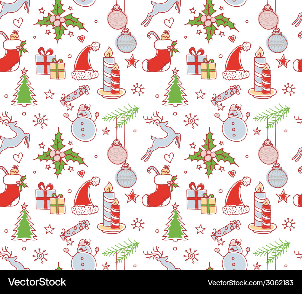Xmas objects seamless pattern vector image