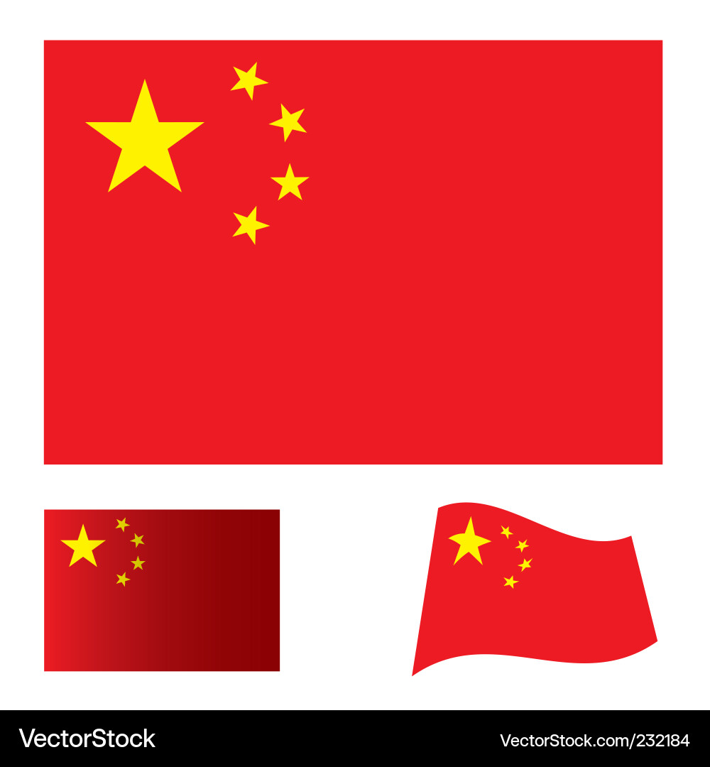 China Flag Collection Vector Image