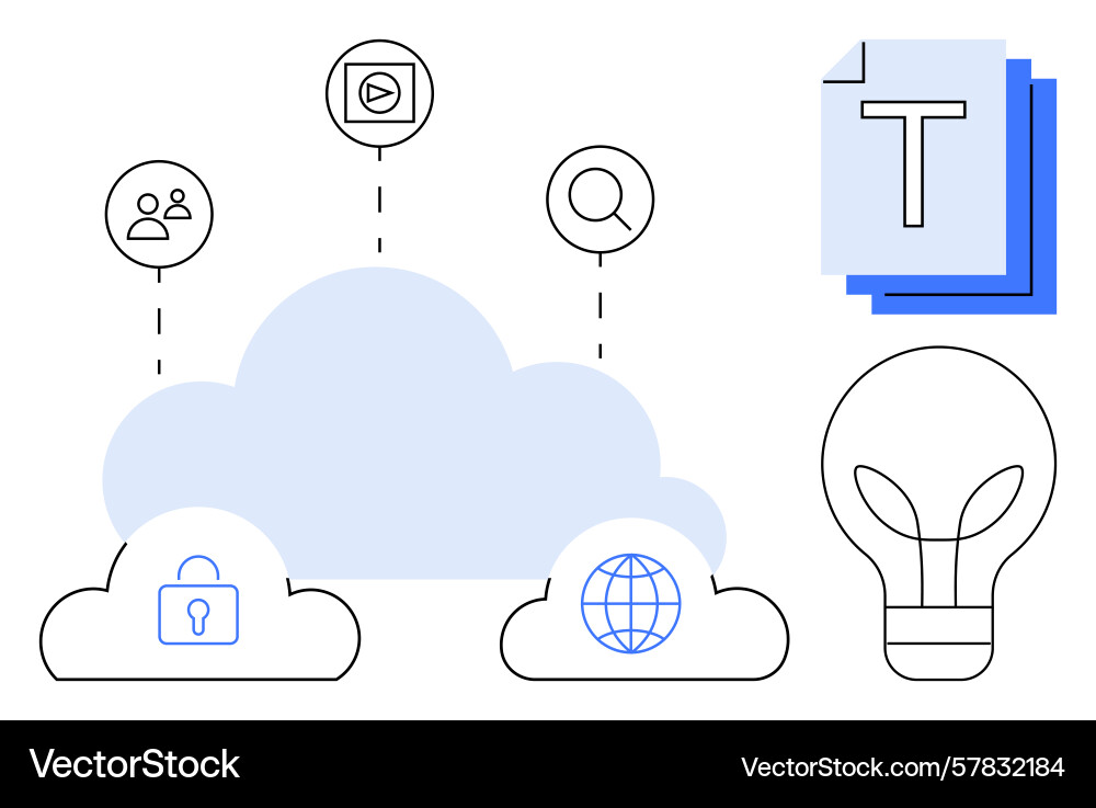 Cloud-based data sharing with security global Cloud-based data sharing with security global Vector Image