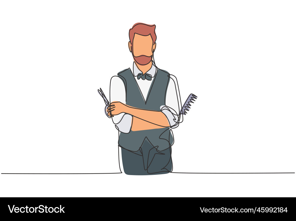 Continuous one line drawing empty place of virile Vector Image