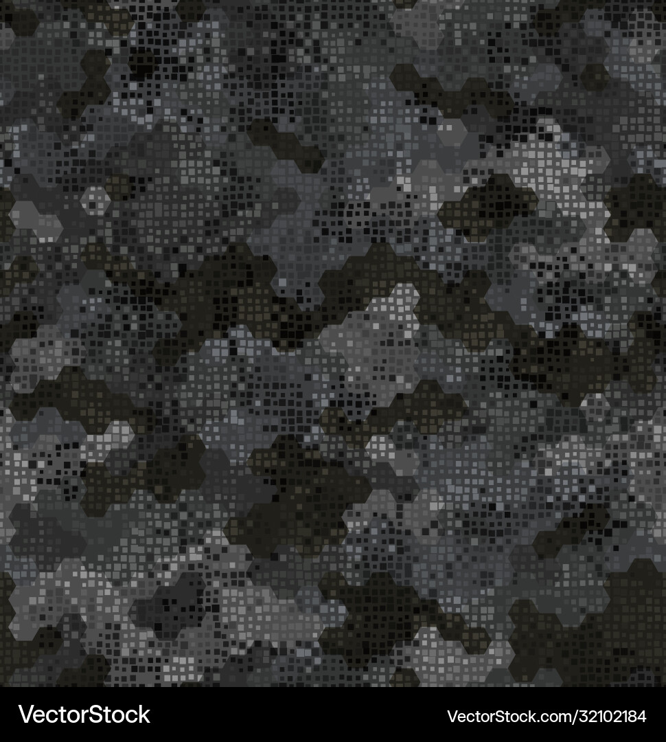Dark pattern triangles hexagons squares gray vector image