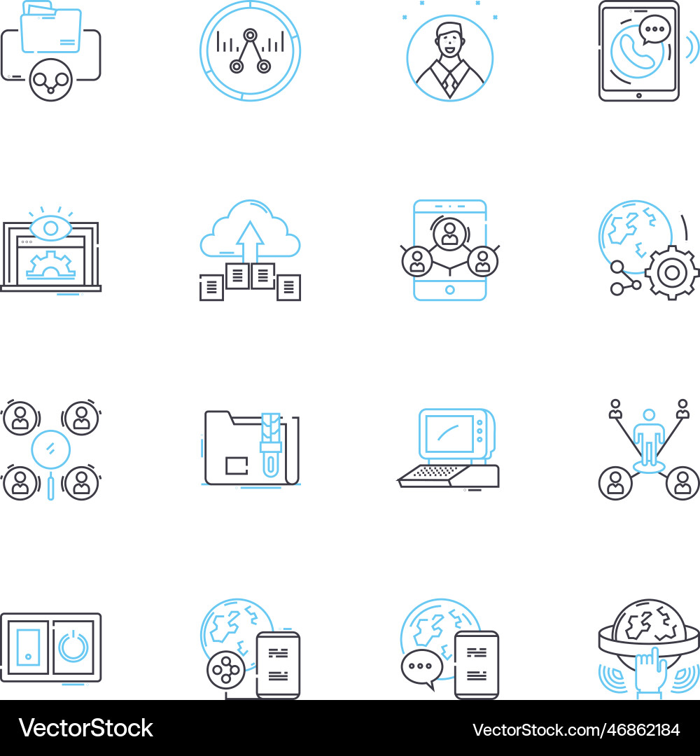 Digital technology linear icons set internet Digital technology linear icons set internet vector image