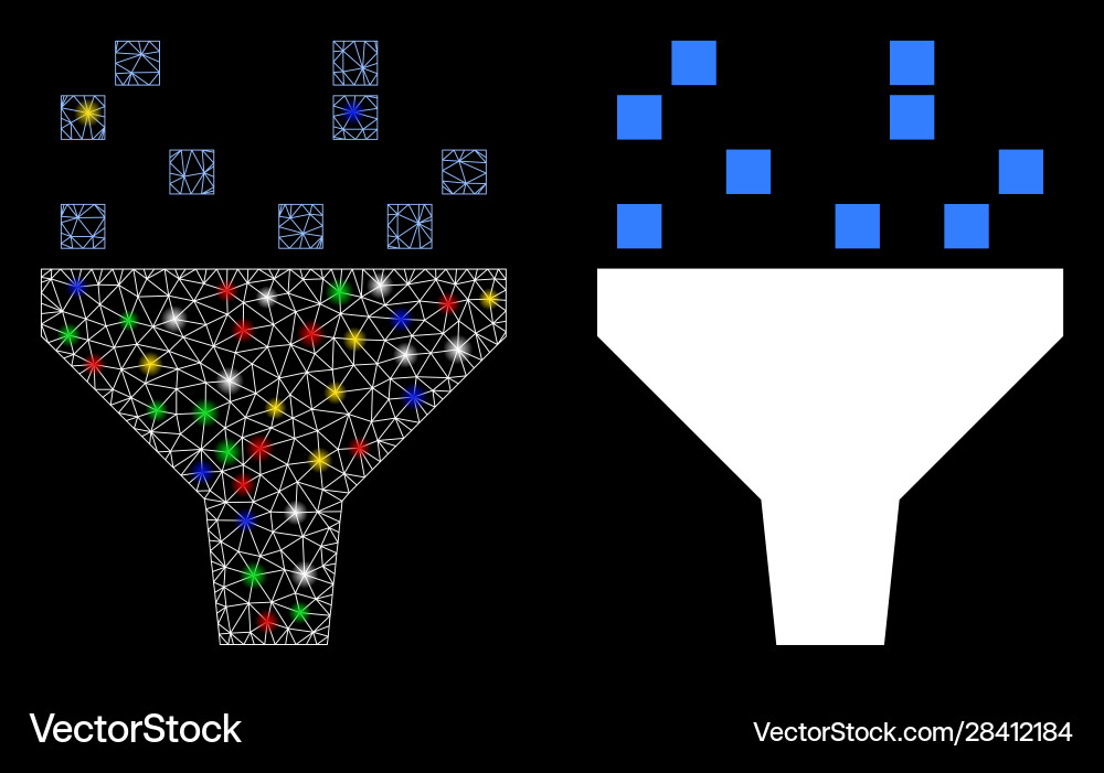 Flare mesh 2d data filter icon with spots Vector Image