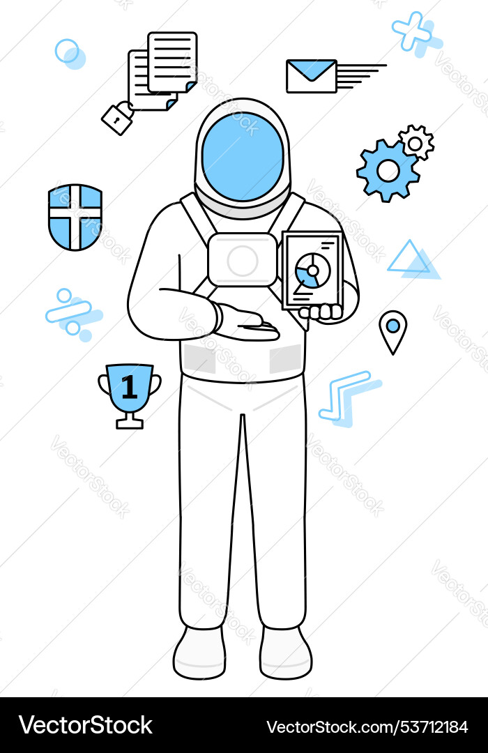 Image of dx astronaut using digital technology Vector Image