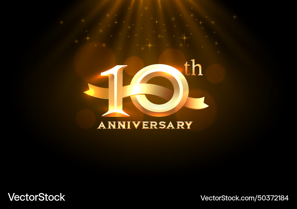 Jubiläum 10 Jahre goldene Feier Jubiläum 10 Jahre goldene Feier vektorbild