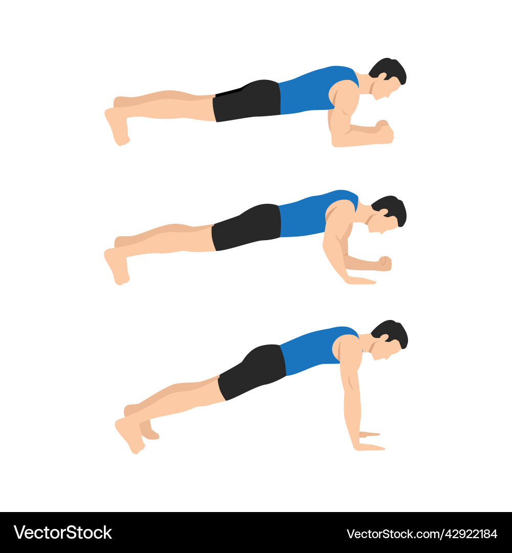 Man doing plank get ups exercise flat vector image