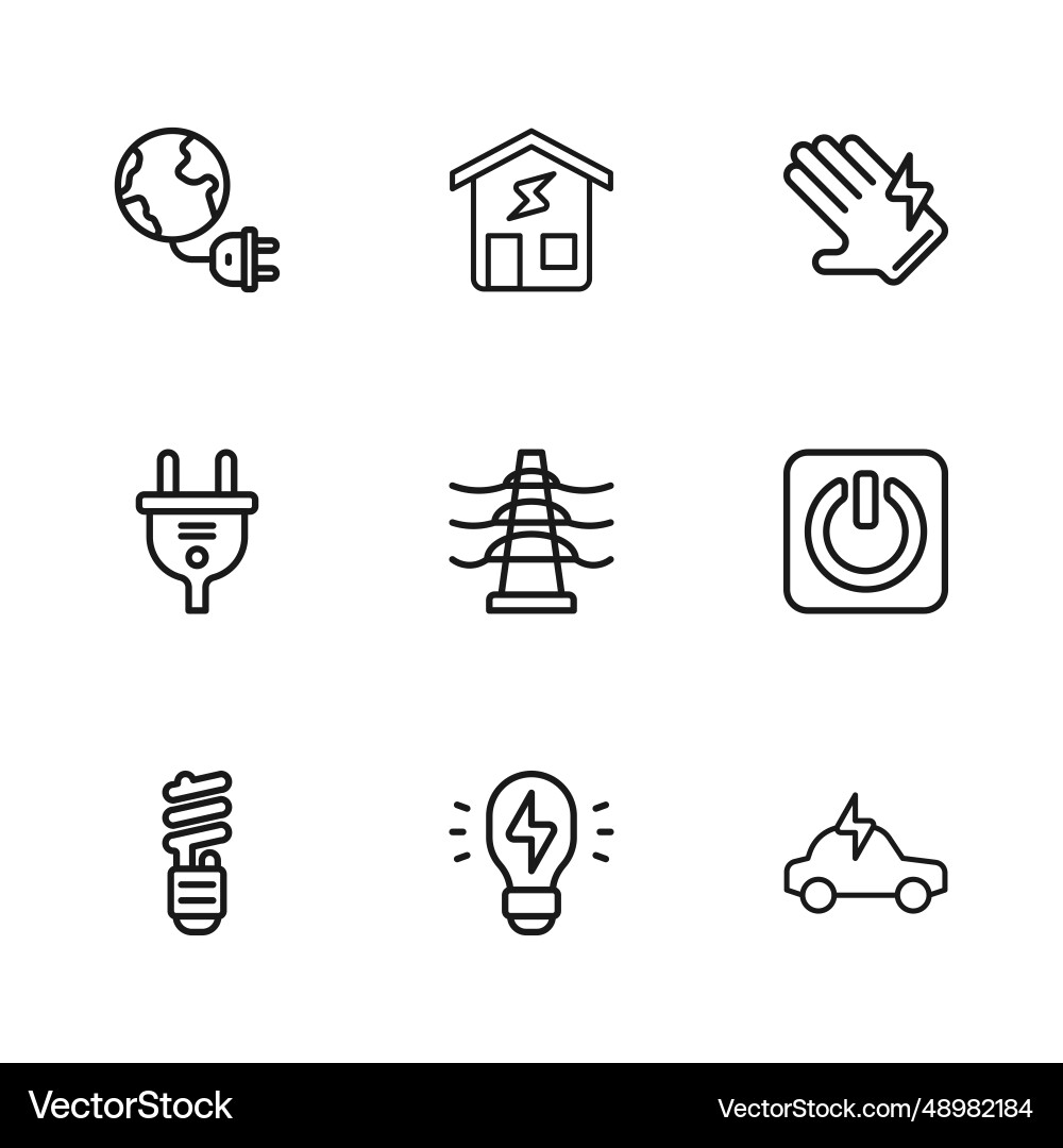 Set line creative lamp light idea power button Set line creative lamp light idea power button vector image