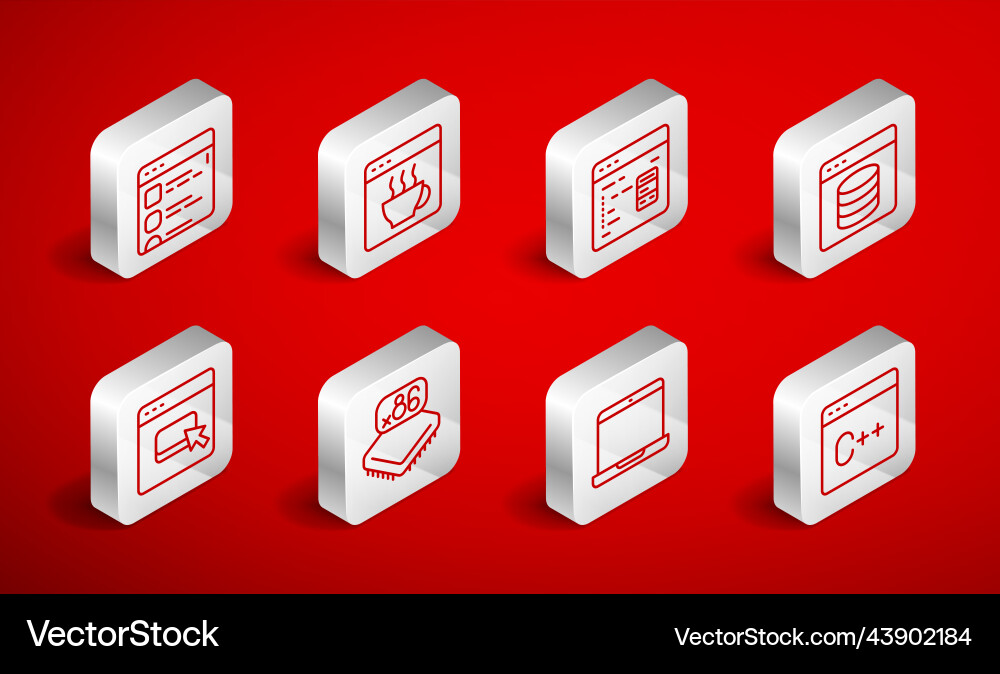 Set line software server data web hosting Set line software server data web hosting vector image