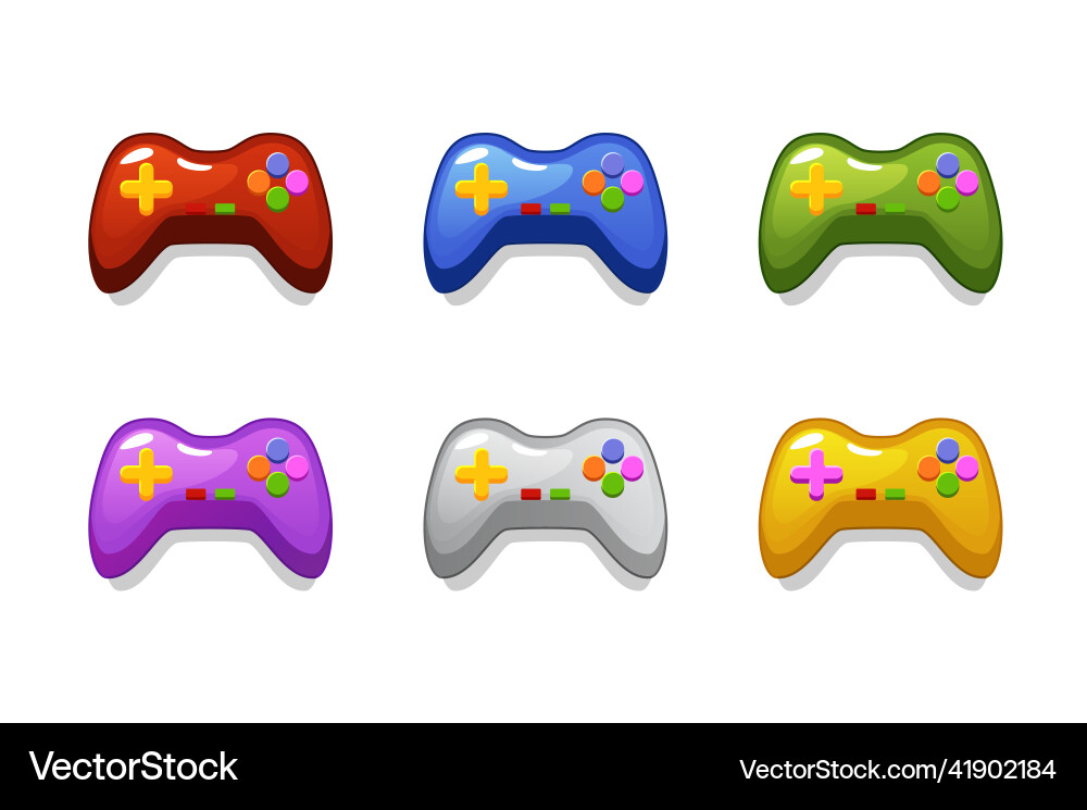 Set multi-colored isolated joysticks for computer Set multi-colored isolated joysticks for computer vector image