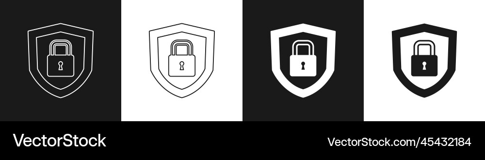 Set shield security with lock icon isolated Set shield security with lock icon isolated Vector Image