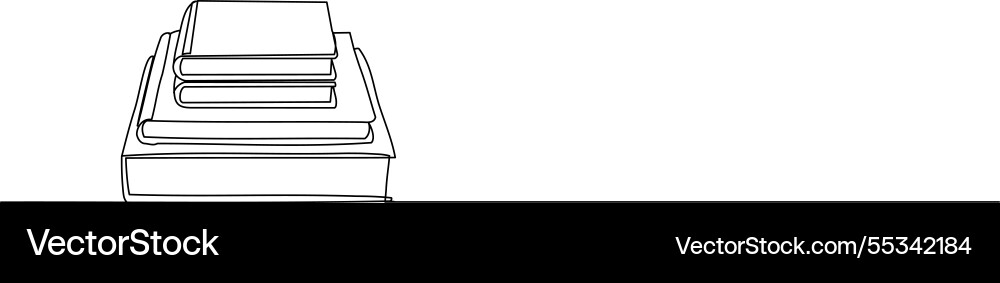 Stack of books continuous line drawing isolated Vector Image