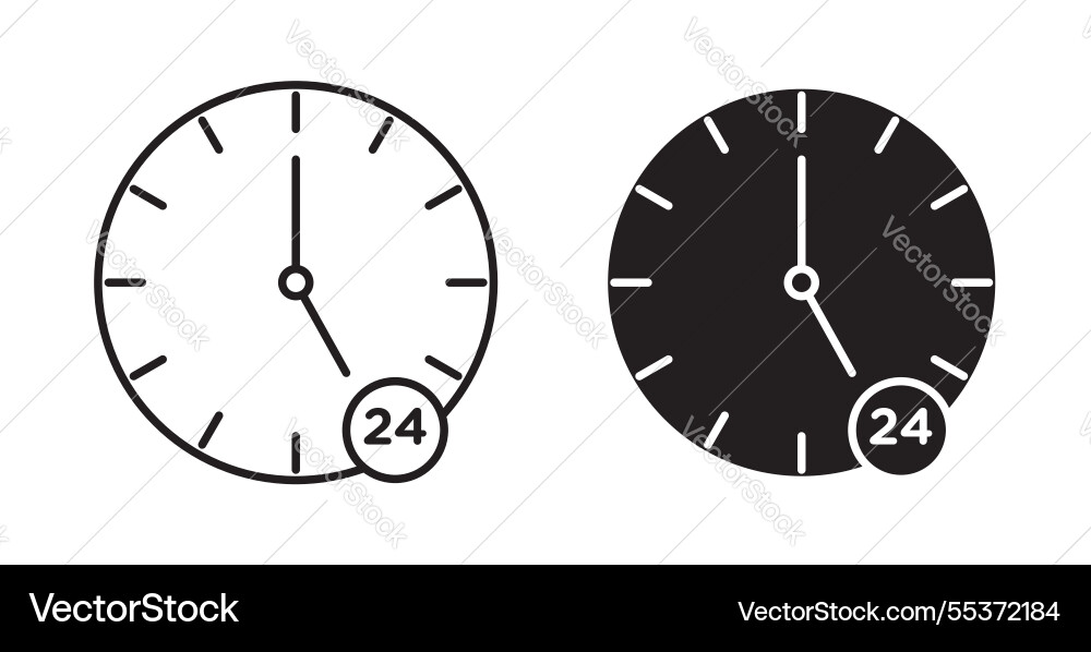 Time twenty four icon set in thin line for web vector image