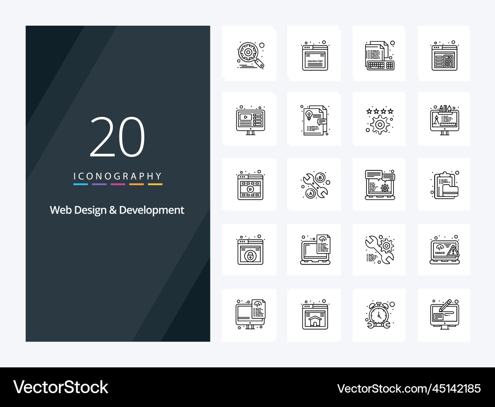 20 web design and development outline icon vector image