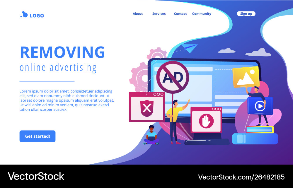 Ad blocking software concept landing page Ad blocking software concept landing page vector image