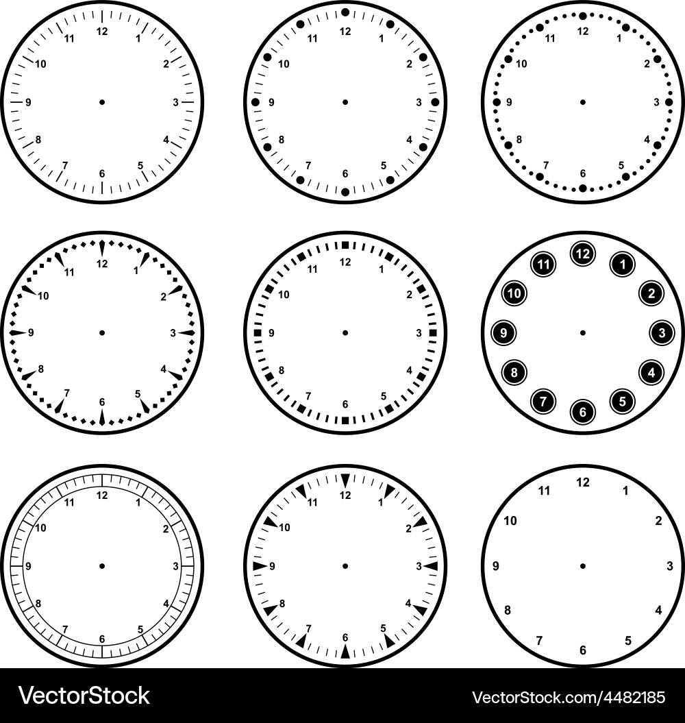 Analog Clock Face with Graduated Dials Vector Image