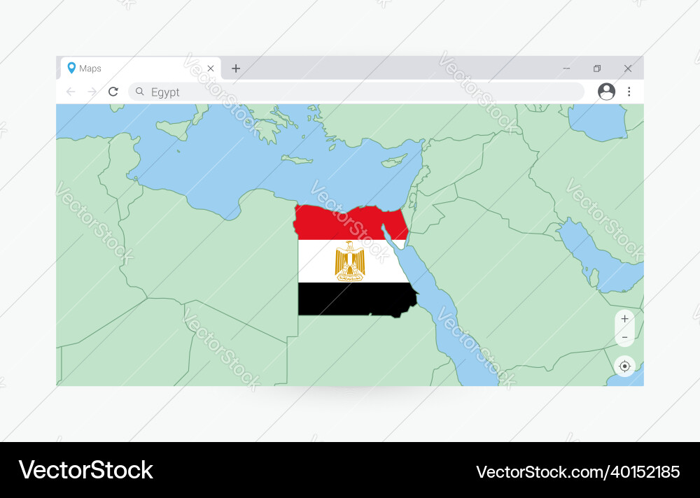Browser window with map of egypt searching Vector Image