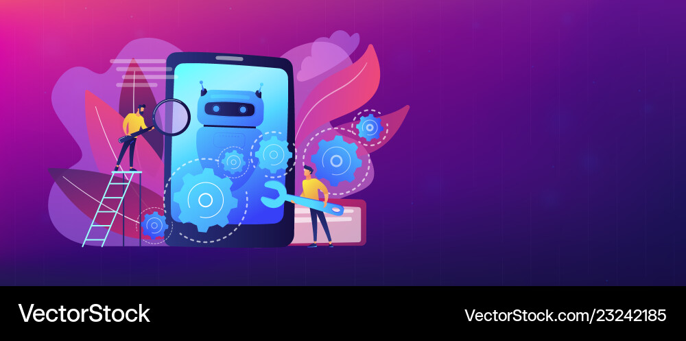 Chatbot app development concept banner header Chatbot app development concept banner header vector image