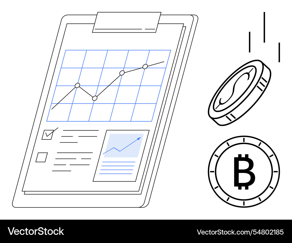 Cryptocurrency investment analysis with rising – Royalty-Free Vector |  VectorStock