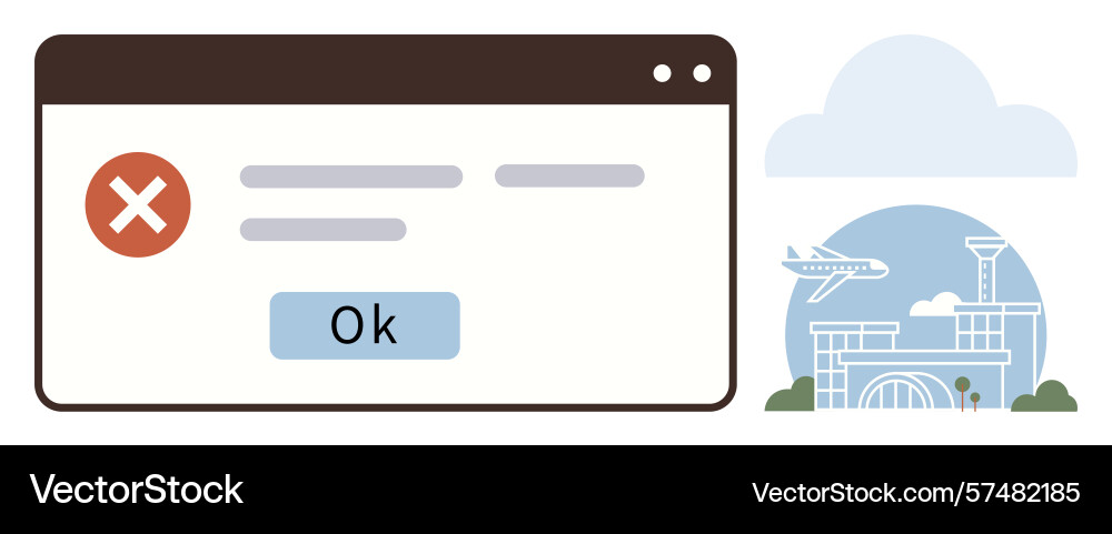 Error notification on browser window with airport Error notification on browser window with airport vector image