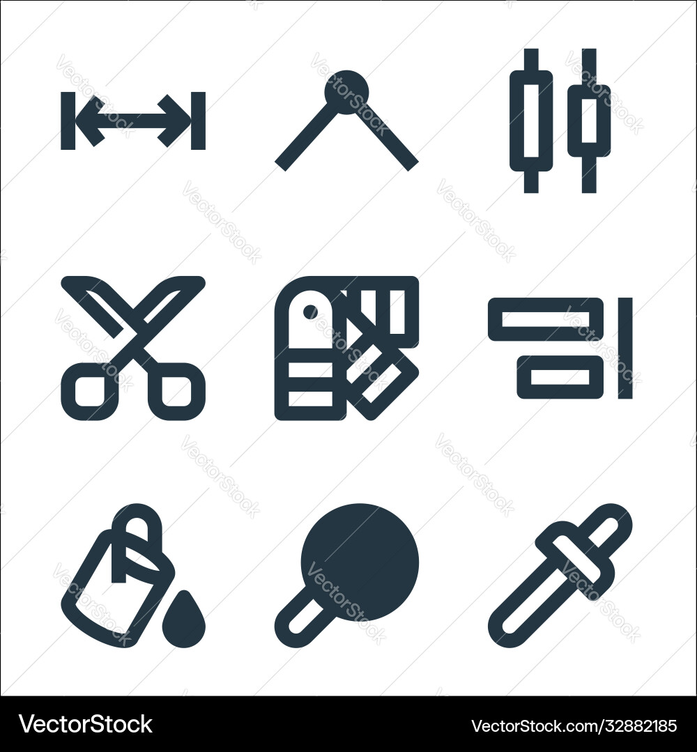 Graphic design line icons linear set quality vector image