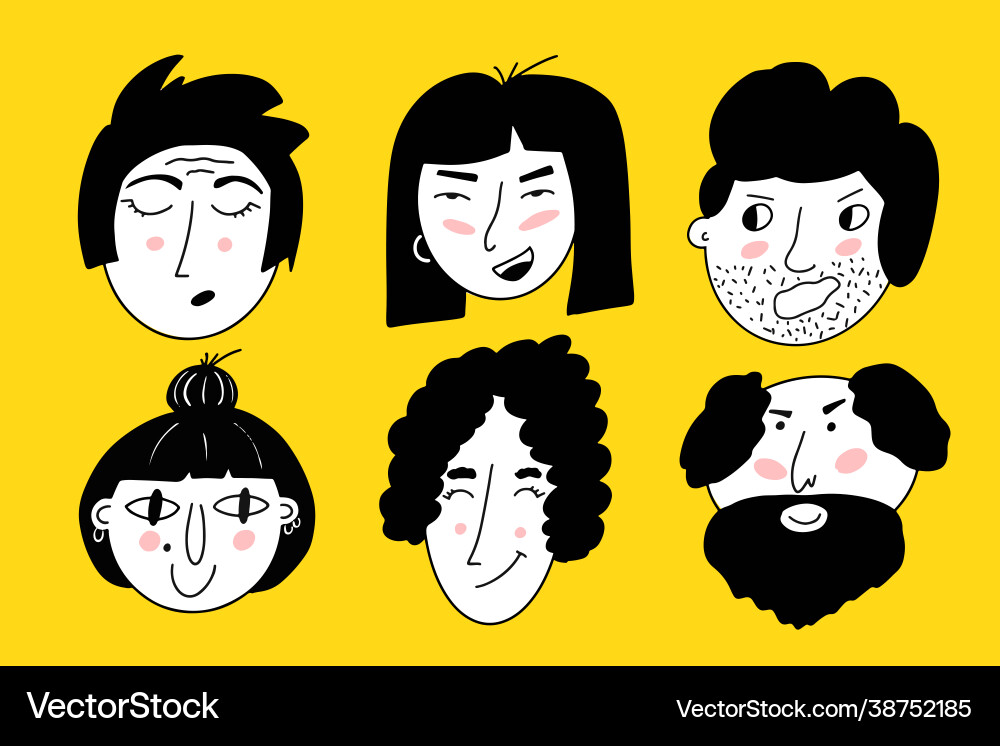 Heads boys and girls various haircuts young Heads boys and girls various haircuts young vector image