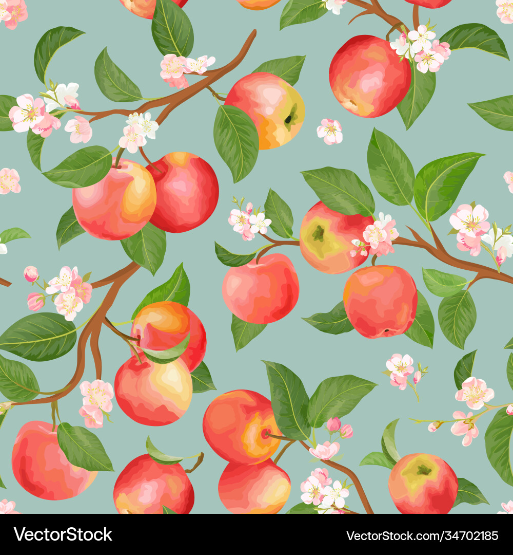 Herbst Apfel nahtlos Muster Sommer Früchte Herbst Apfel nahtlos Muster Sommer Früchte vektorbild