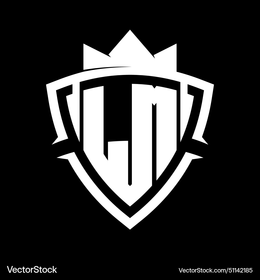 Lm letter monogram with triangle curve shield Vector Image