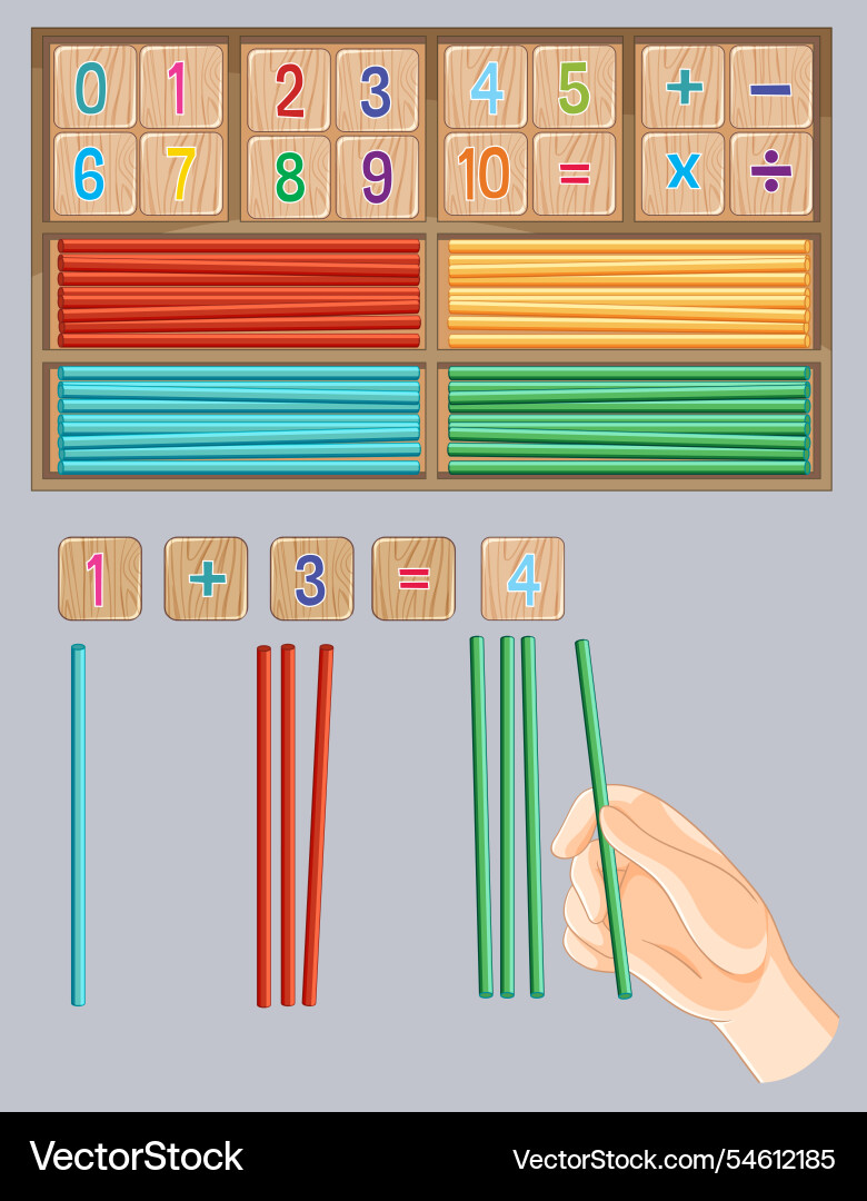 Math sticks and number blocks Math sticks and number blocks vector image