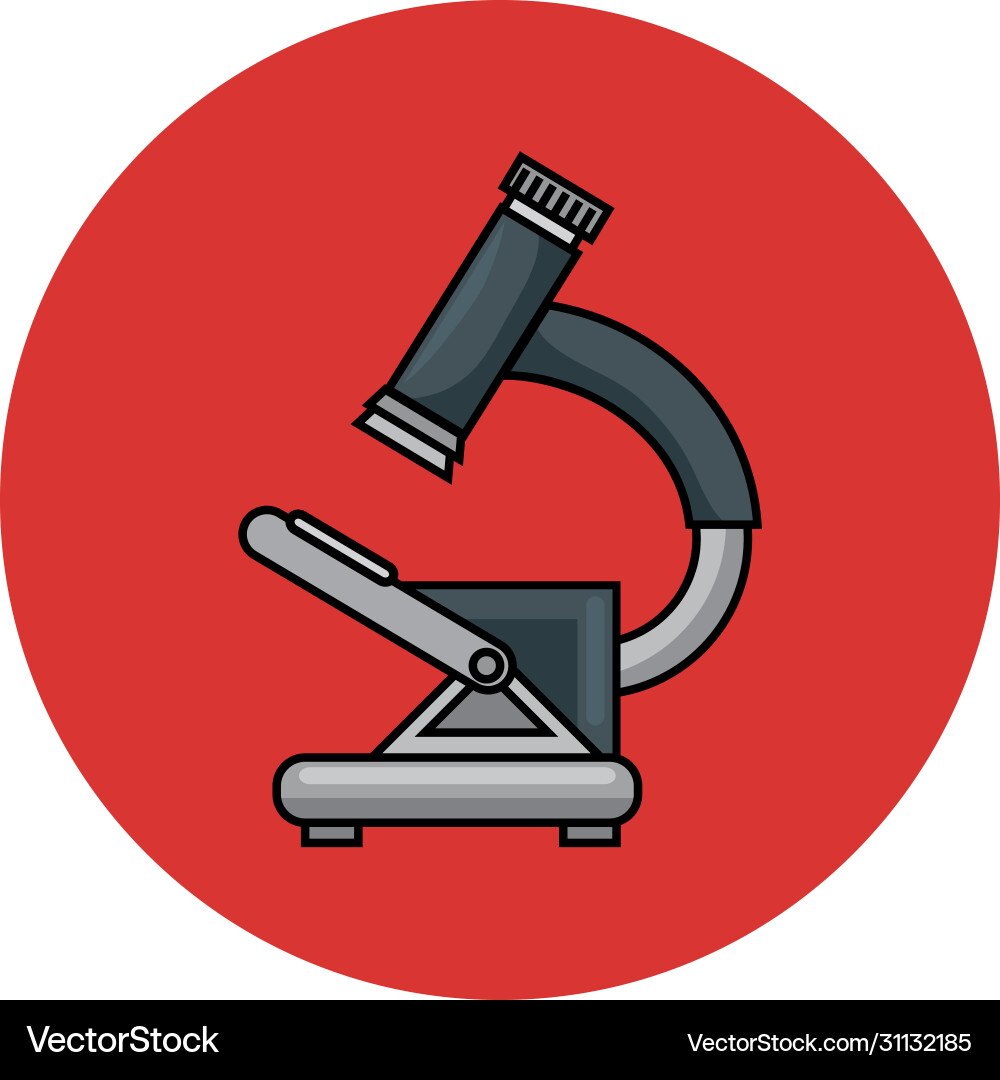 Microscope laboratory in frame circular Microscope laboratory in frame circular vector image