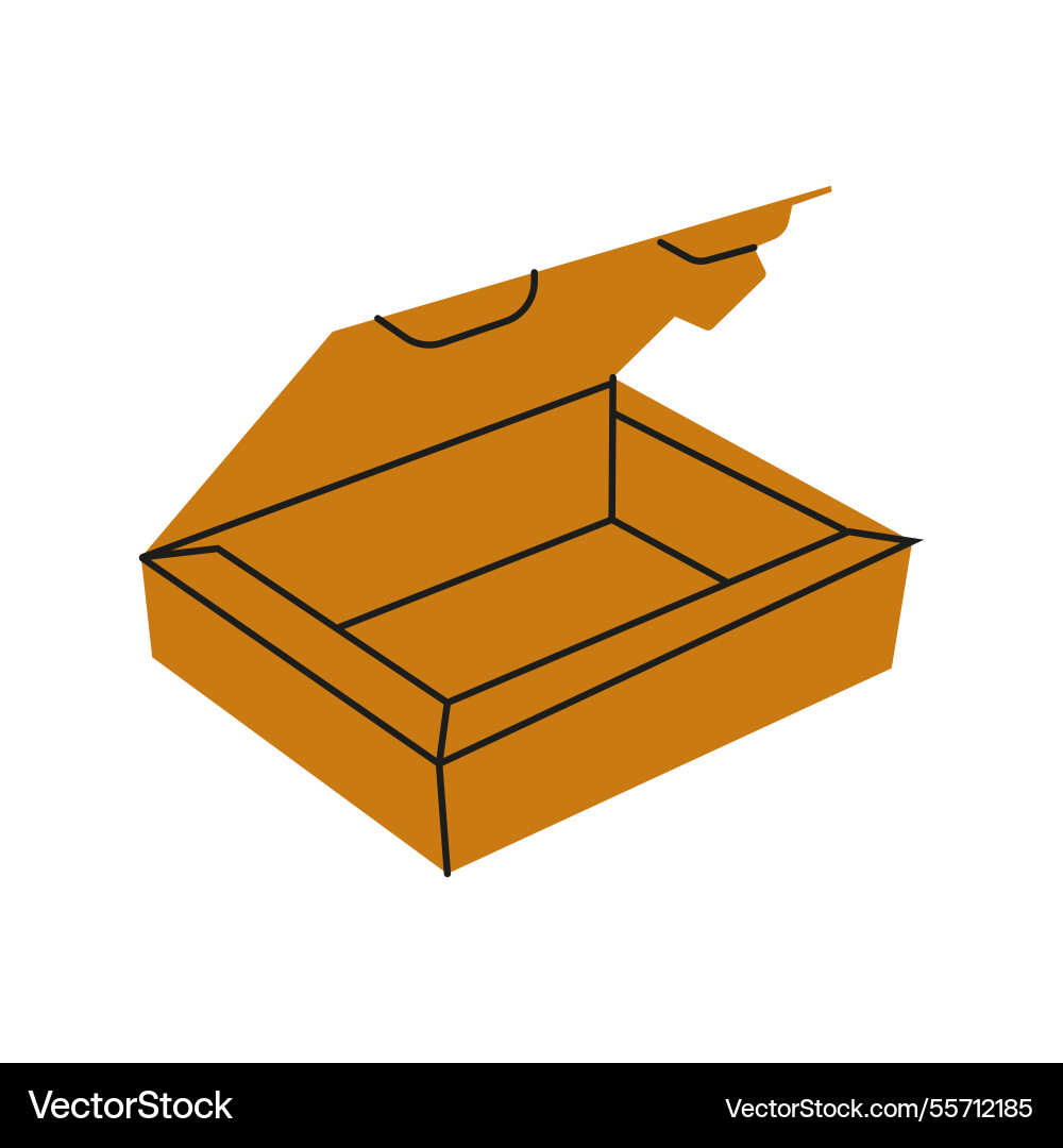 Open cardboard box on a white backdrop displaying Open cardboard box on a white backdrop displaying Vector Image