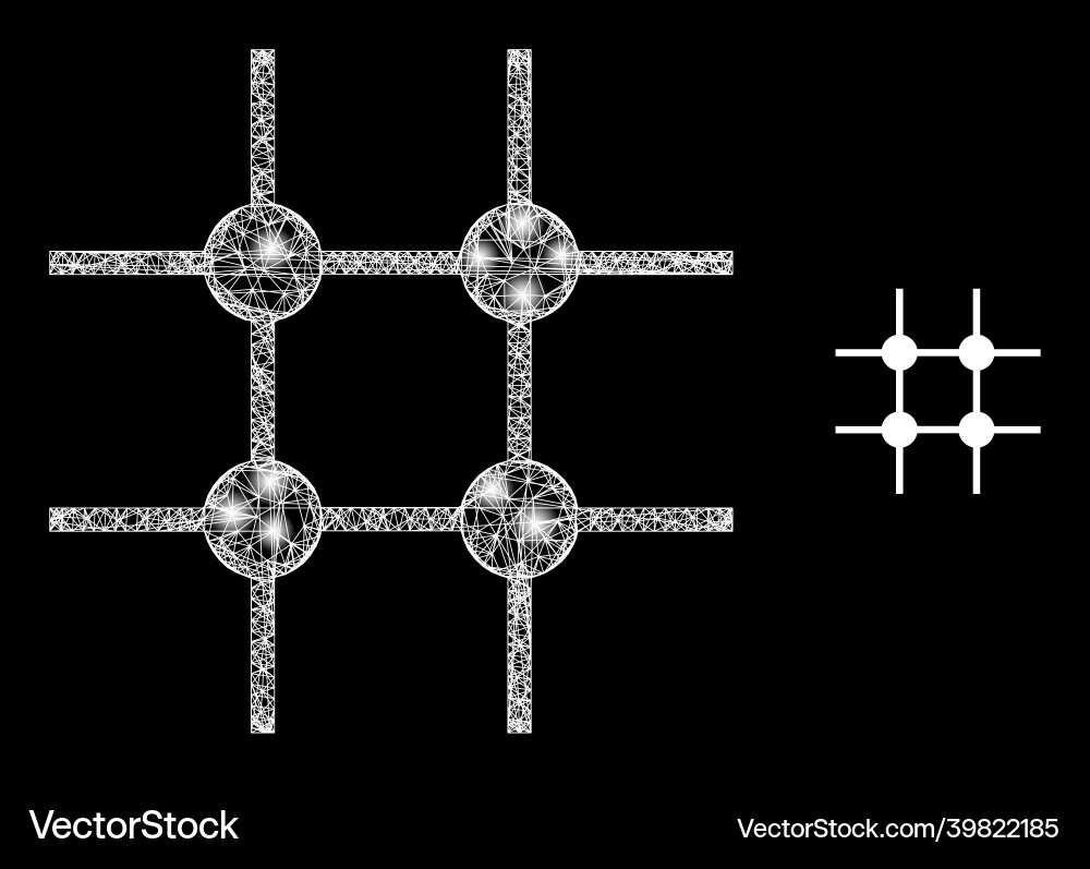 Polygonal 2d mesh incomplete grid structure vector image