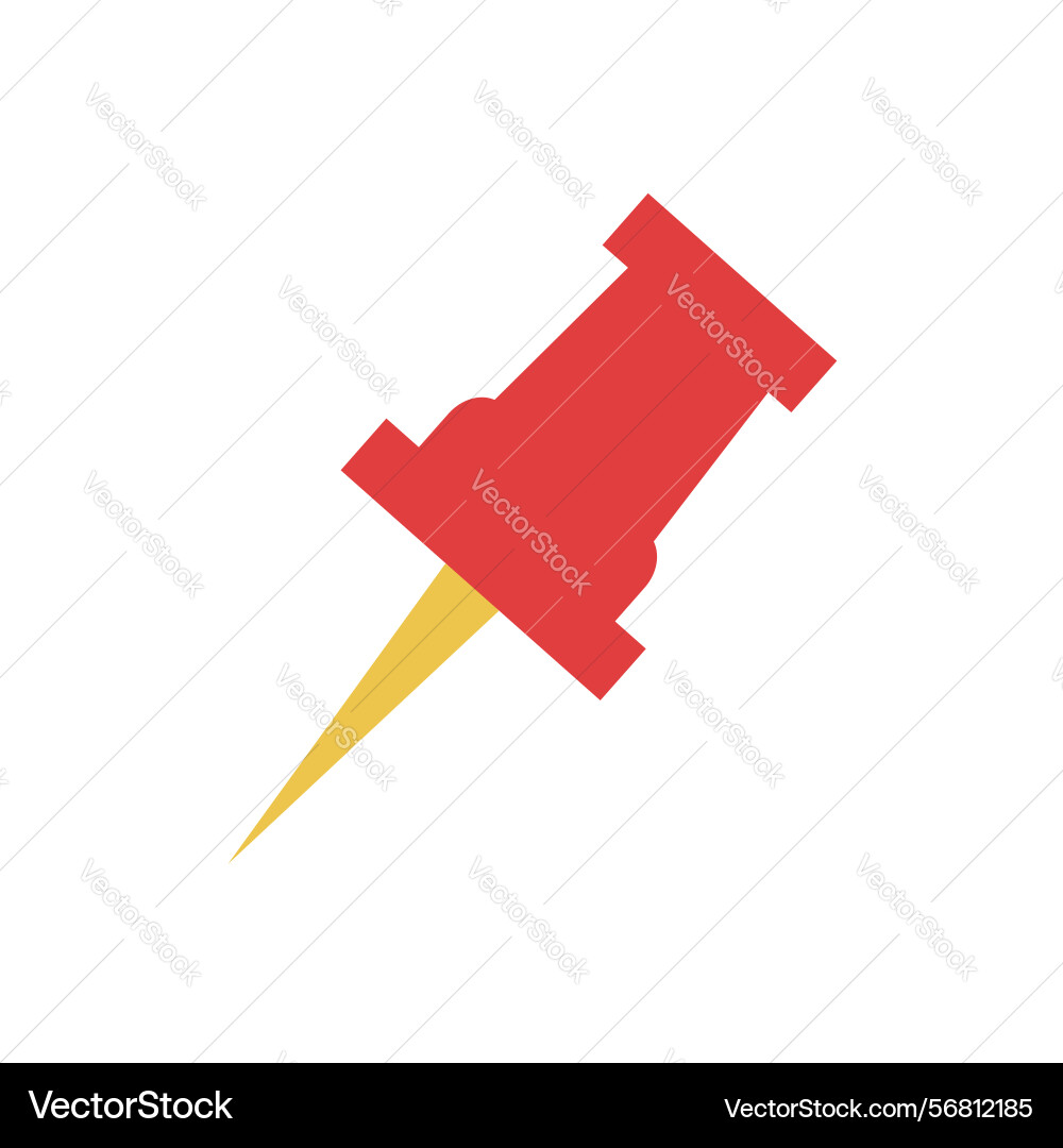 Push pin icon simple flat design single red color vector image