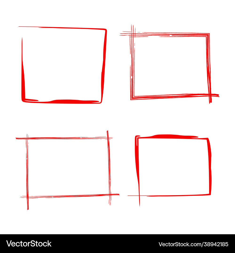 Red Brush Strokes - Rectangular Frames vector image