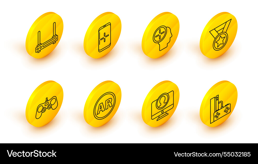 Set line game console with joystick create Vector Image