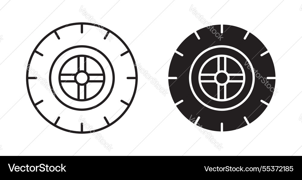 Tire icon set in thin line for web Tire icon set in thin line for web vector image