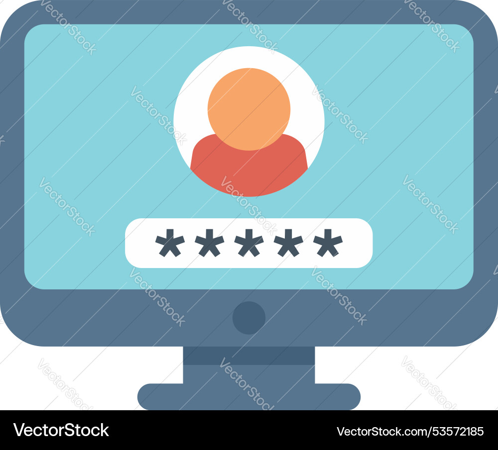User entering password on computer for website User entering password on computer for website vector image